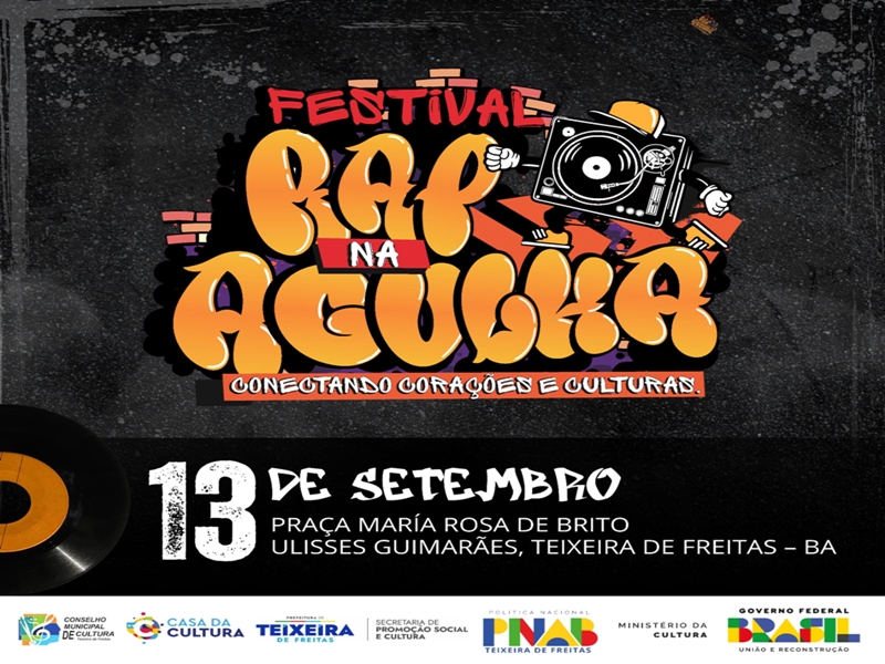 Festival “Rap na Agulha” promete agitar Teixeira de Freitas com música, batalhas de rima e arte urbana