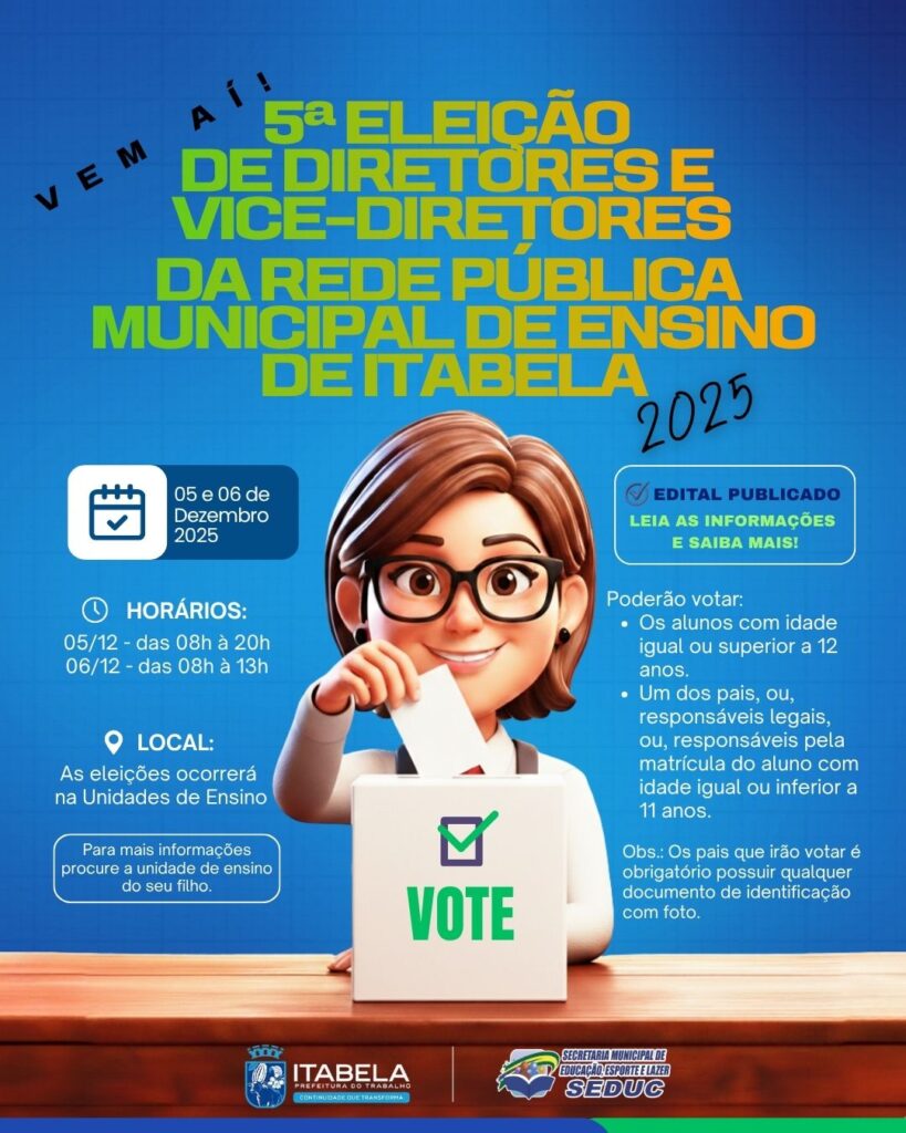 Itabela realiza 5ª eleição de diretores e vice-diretores da rede municipal de ensino