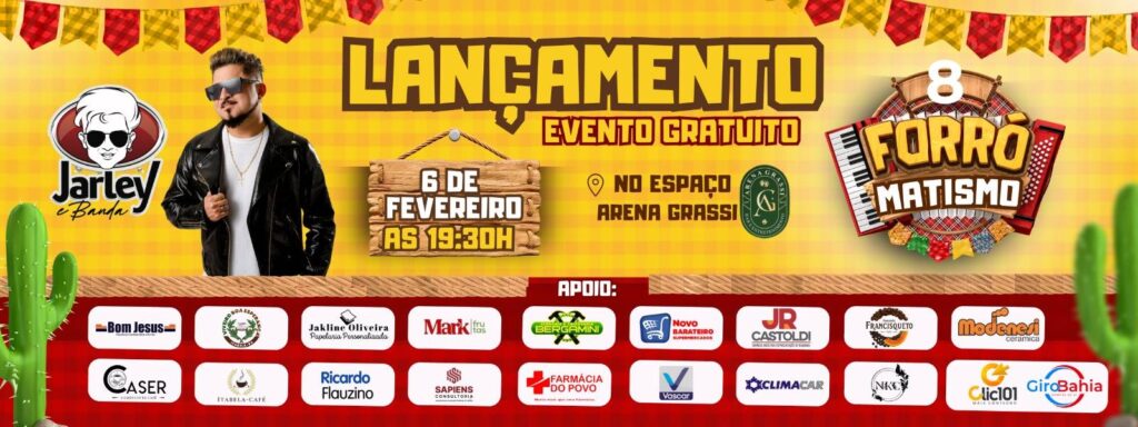 Lançamento do Forró Matismo, nesta sexta-feira às 19h30 no Espaço Arena Grassi