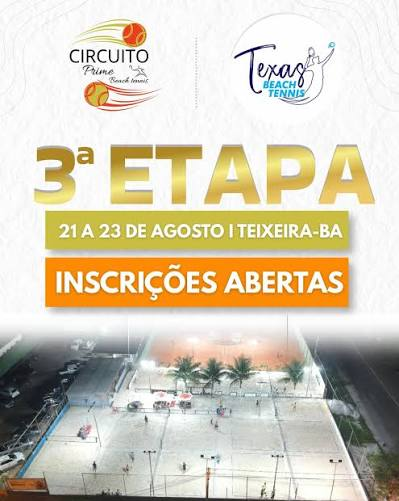 Circuito Prime Beach Tennis movimenta Teixeira de Freitas entre os dias 21 e 23 de agosto